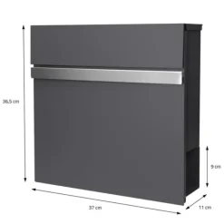 Clearance Brevlåda 37x36,5x11 cm antracit/svart marmorlook stål ML design Postlådor & Brevlådor