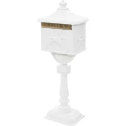 Brevlådor - Living Postlåda på stolpe vintage stil rostfri aluminium vit