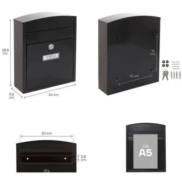 Brevskåp - ARREGUI - E5734 - Stål - Väggmonterad - Regnsäker - Svart