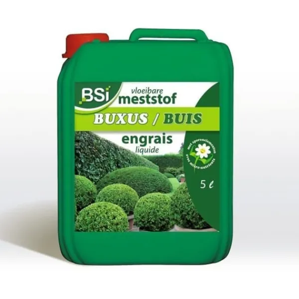 New BSI - Mineralgödsel - Flytande - För buxbom - För buxbomsorter - Vattenlösliga spårämnen - 5L Gödningsmedel