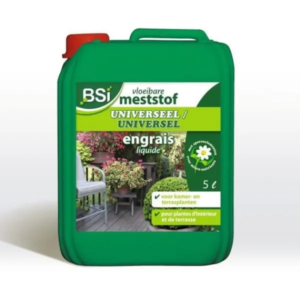 Best BSI - Universalgödsel - Flytande - För krukväxter eller balkong - Med spårämnen och kelater - 5L Gödningsmedel