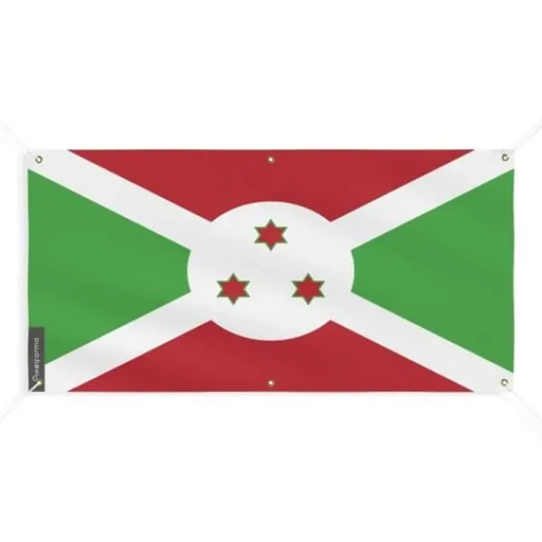 Burundi flaggbanner - PIXELFORMA - 80x160cm - Slitstark polyester - 6 förstärkta öglor