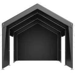 Online Carport, 365x609x302 cm, Grå, Stålram Skjul, Garage & Carports