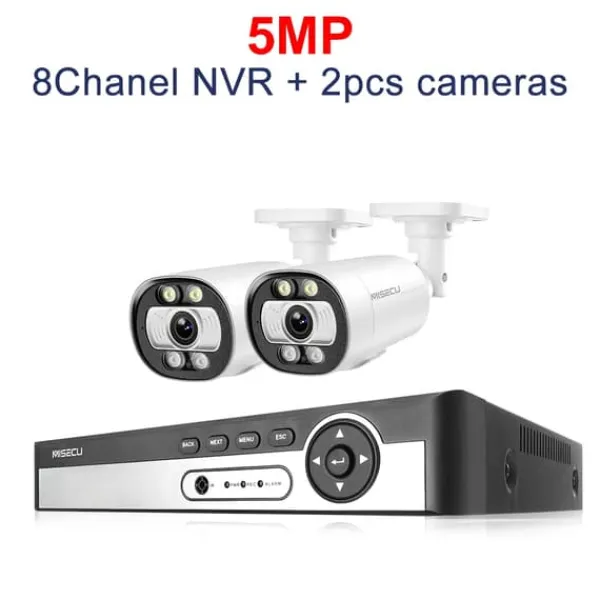 8CH NVR Säkerhetskamerasystem, 4K-upplösning, AI Mänsklig Detektion,3T (utomhussport), 8CH NVR 2ST KAMERA 5MP