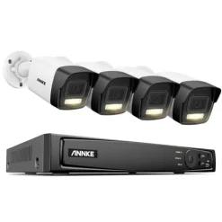 8CH Övervakningskamerasystem, 12MP Upplösning, Smart Mänsklig och Fordonsdetektering,8CH 4Pcs Kamera-c, Ingen