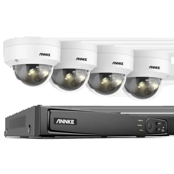 8CH Övervakningskamerasystem, 12MP Upplösning, Smart Mänsklig och Fordonsdetektering,8CH 4Pcs Kamera-b, 1T