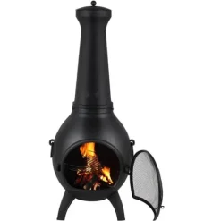 Chiminea Eldstad 18 tum, Vedeldad för Utomhus, inklusive Grillnät och Skorstensbeklädnad