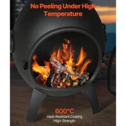 Chiminea Eldstad 18 tum, Vedeldad för Utomhus, inklusive Grillnät och Skorstensbeklädnad