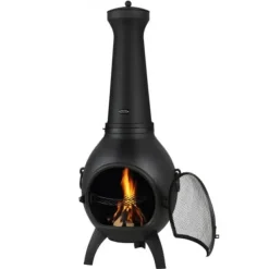 Hot Chiminea, Sfärisk utomhus vedeldad eldstad, 43x42x112 cm, Svart Öppna Spisar