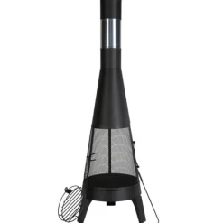 Chiminea utomhuseldstad 20 tum, vedeldad, med grillnät och skorstensbeläggning