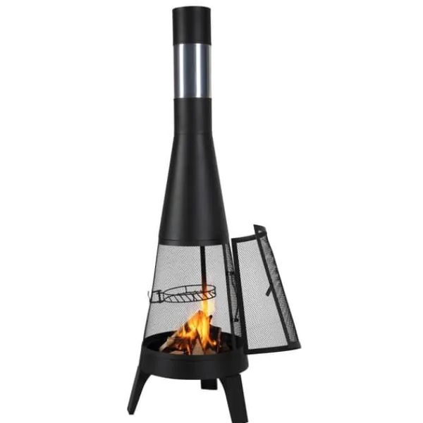 Chiminea utomhuseldstad 20 tum, vedeldad, med grillnät och skorstensbeläggning