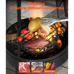 Chiminea utomhuseldstad 20 tum, vedeldad, med grillnät och skorstensbeläggning
