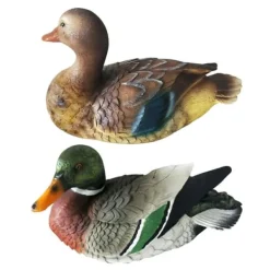 Damm Flytande Anka Staty Flytande Dammdekor Anka Skulptur för Trädgård Damm Pooldekor