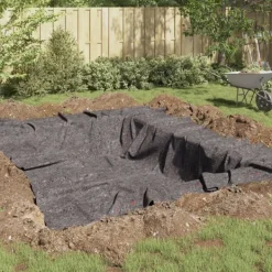 Online Dammmadrass Grå 1 x 25 m Polyester och Bomull Fontäner & Dammar