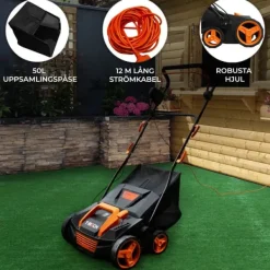 Dammsugare för Konstgräsmatta Konstgräs Dammsugare Grästvätt Elektrisk Löv / Kvist Sop Självgående 380mm Utomhus 50L Uppsamlingskorg 12m Kabel 12,2kg | CDON