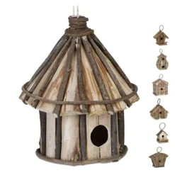 Outlet Dekorativ fågelholk, trä, 39x21x14 cm, natur För Fåglar & Småvilt