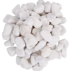 vidaXL Dekorativa polerade stenar - - Vit - 2-5 cm - 25 kg - Naturliga stenar - Slät yta - Trädgårdsbeklädnad