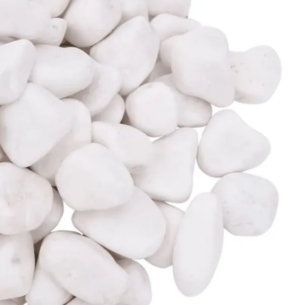 vidaXL Dekorativa polerade stenar - - Vit - 2-5 cm - 25 kg - Naturliga stenar - Slät yta - Trädgårdsbeklädnad