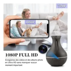 Diffuser av aromaterapi spionkamera Wi-Fi 4K rörlighetsdetektering