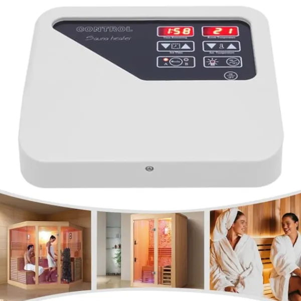 Digital Bastuaggregatkontroll, 9KW, Temperaturområde 40°C-105°C, Inomhuskompatibilitet, Överhettningsskydd, 7-tums Display