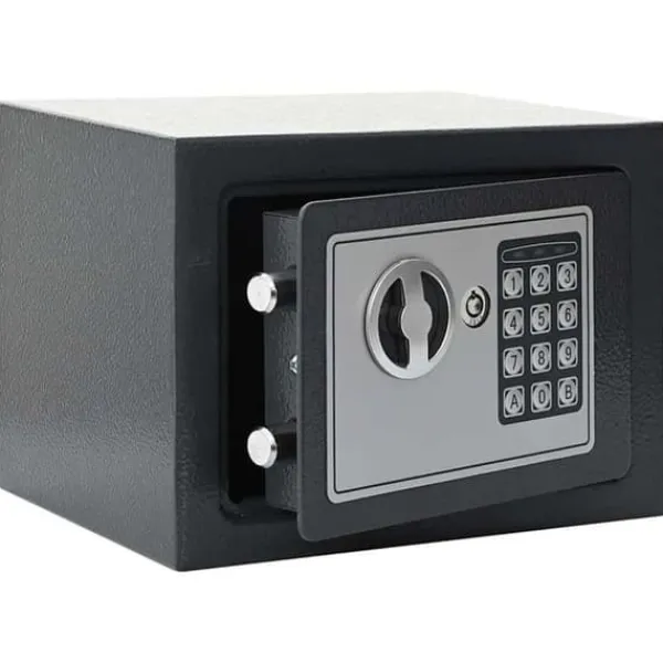 vidaXL Digitalt kassaskåp - - Mörkgrå - 23x17x17 cm - Robusta stålet - Elektronisk lås