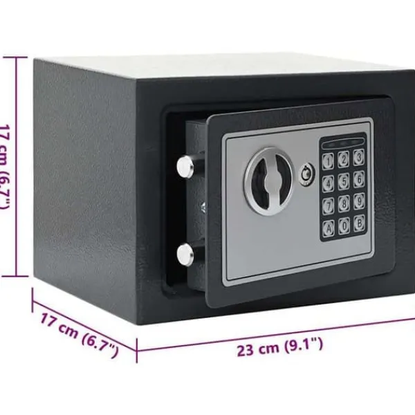vidaXL Digitalt kassaskåp - - Mörkgrå - 23x17x17 cm - Robusta stålet - Elektronisk lås
