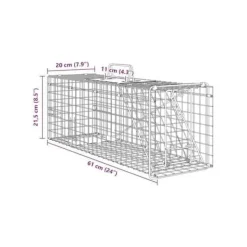 vidaXL Djurfälla i stål - - 61x20x21,5 cm - Grön - Hållbar - Väderbeständig