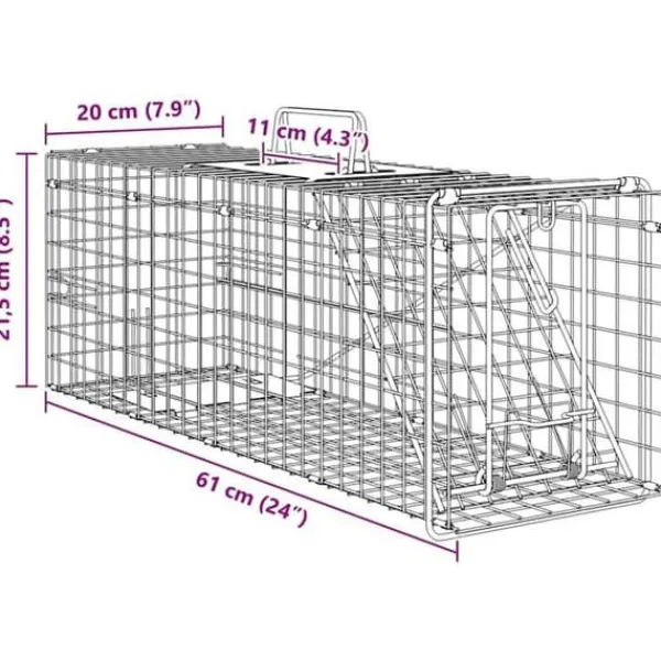 Discount Djurfälla i stål - - 61x20x21,5 cm - Antracit - Väderbeständig Skadedjursfällor