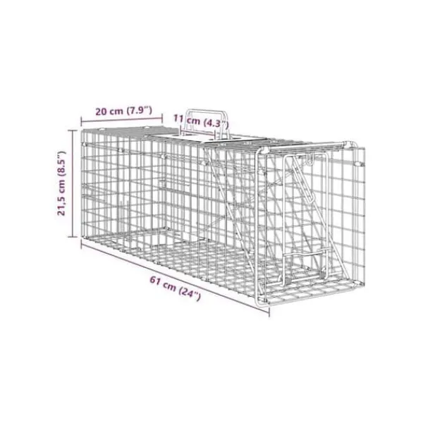 Discount Djurfälla i stål - - 61x20x21,5 cm - Antracit - Väderbeständig Skadedjursfällor