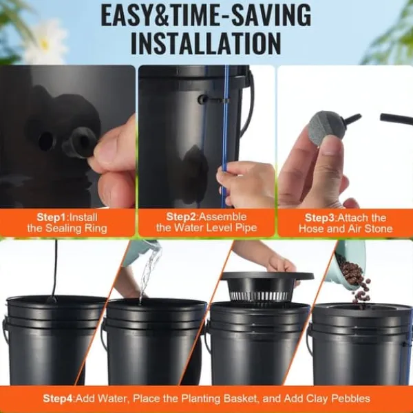 Hot DWC Hydroponics Odling System Djupvattenkultur med Top Drip 2 Hinkar, effektiv växtodling, hydroponisk odlingsteknik Kit För Växt- & Örtplantering