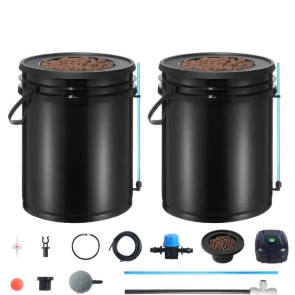 Hot DWC Hydroponics Odling System Djupvattenkultur med Top Drip 2 Hinkar, effektiv växtodling, hydroponisk odlingsteknik Kit För Växt- & Örtplantering