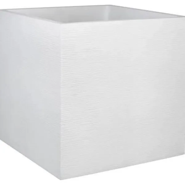 Outlet EDA PLASTIQUE Grafit fyrkantig blomma låda - 57 L - 49,5 x 49,5 x 49,5 cm - Vit bly Krukor & Växtbehållare