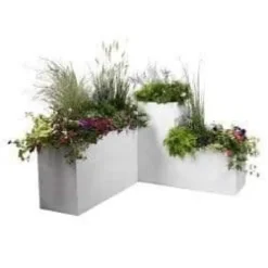 Outlet EDA PLASTIQUE Grafit fyrkantig blomma låda - 57 L - 49,5 x 49,5 x 49,5 cm - Vit bly Krukor & Växtbehållare