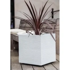 Outlet EDA PLASTIQUE Grafit fyrkantig blomma låda - 57 L - 49,5 x 49,5 x 49,5 cm - Vit bly Krukor & Växtbehållare