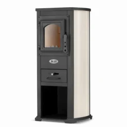 Viking Choice EKONOMIK LUX Multifunktionell Vedspis - 6,6 kW, Kockplatta, Röd/Beige/Antracit