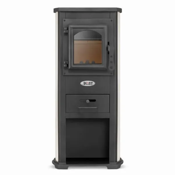 Viking Choice EKONOMIK LUX Multifunktionell Vedspis - 6,6 kW, Kockplatta, Röd/Beige/Antracit