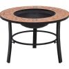 Eldfat med mosaik i terrakotta - Dekorativ eldgrop för trädgården | Diameter: 68 cm | Material: Keramik