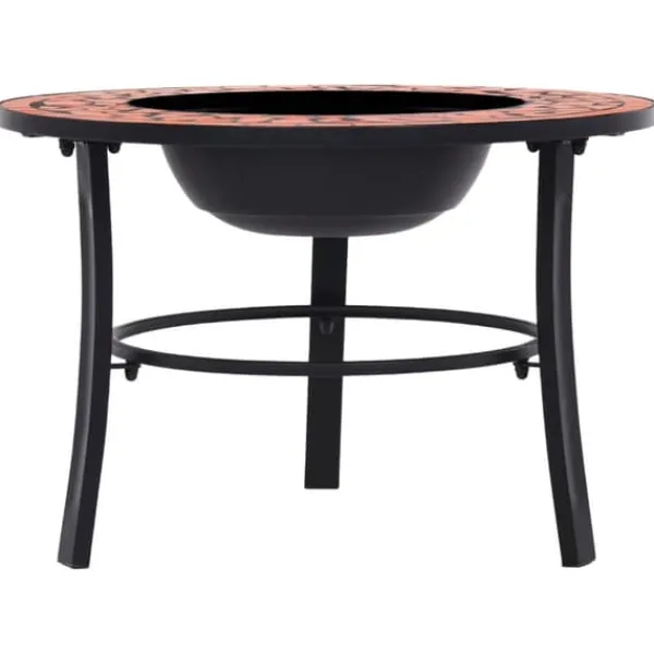 Eldfat med mosaik i terrakotta - Dekorativ eldgrop för trädgården | Diameter: 68 cm | Material: Keramik