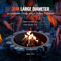 Eldring med BBQ Fire Ring, 35 tum, yttre stål, DIY lägereldsbrasa