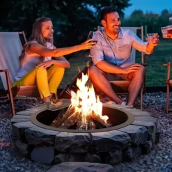 Eldring med BBQ Fire Ring, 35 tum, yttre stål, DIY lägereldsbrasa