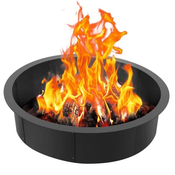 Hot Eldring Rund 45 tum, Yttre Stålfoder, DIY Campfire Ring, Brandgrill, Enkel att Montera Tillbehör Till Vedeldade Kaminer & Öppna Spisar