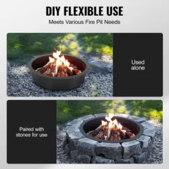 Eldring Rund 35 Tum Yttre Stålfoder DIY Campfire Ring Eldplats