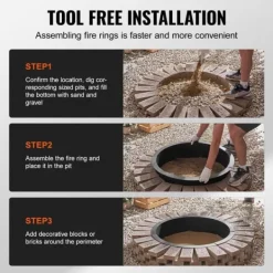 Eldring Rund 35 Tum Yttre Stålfoder DIY Campfire Ring Eldplats