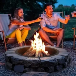 Eldring Rund 35 Tum Yttre Stålfoder DIY Campfire Ring Eldplats