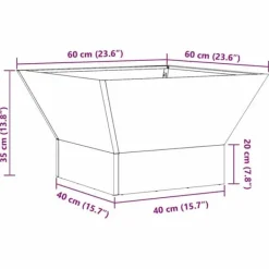 Eldstad i fyrkantig design - Bärbar och rostbeständig | Färg: Svart | Storlek: 60x60x35 cm