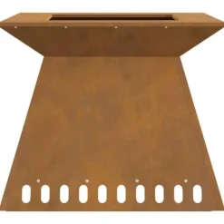 Eldstad i väderbeständigt stål - Rustik eldgrop för utomhusbruk | Storlek: 60x60x50 cm | Färg: Vittrad