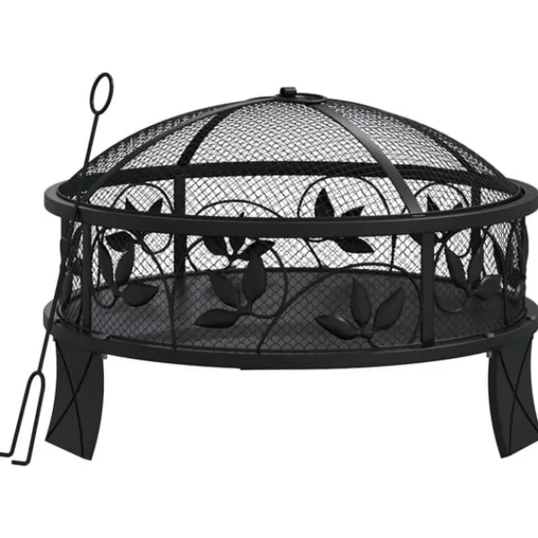 New Eldstad med eldgaffel 50 cm XXL stål Öppna Spisar