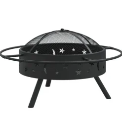 vidaXL Eldstad med eldgaffel 70 cm XXL stål