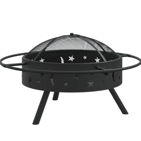 vidaXL Eldstad med eldgaffel 70 cm XXL stål