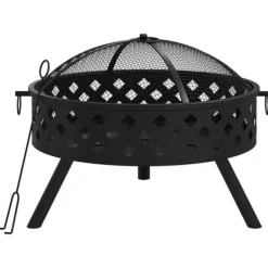 vidaXL Eldstad med eldgaffel 58 cm XXL stål